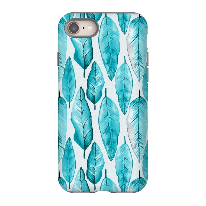 iPhone 8 StrongFit Turquoise Watercolor Feathers by Andrea Haase