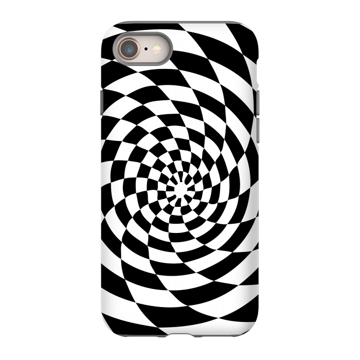 iPhone 8 StrongFit Checker Spiral Black And White by Andrea Haase