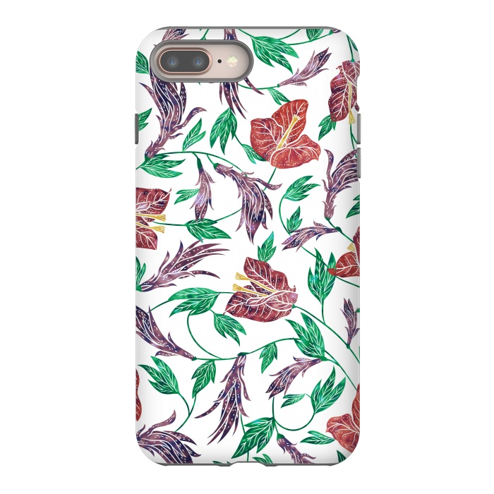 iPhone 8 plus StrongFit Tropical Flowers Pattern by Dushan Medich