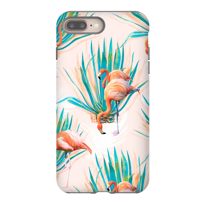 iPhone 8 plus StrongFit Anaglyph Flamingos with cactus by Mmartabc