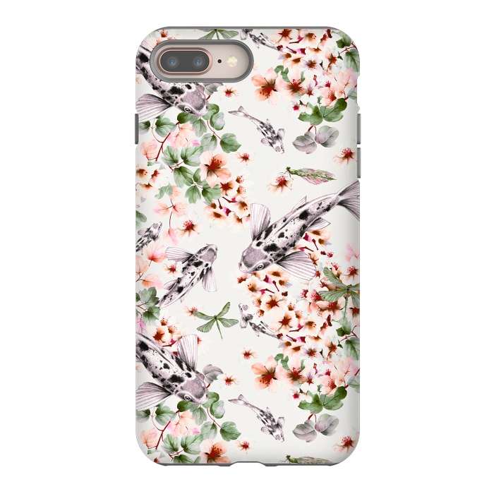iPhone 8 plus StrongFit Asian pattern fish bloom by Mmartabc