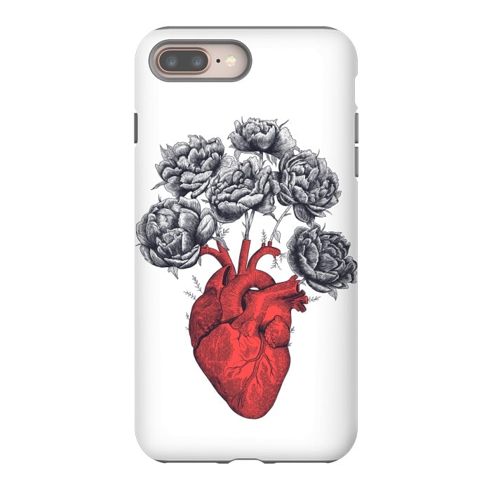 iPhone 8 plus StrongFit Heart with peonies by kodamorkovkart