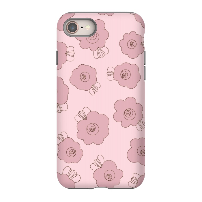 iPhone 8 StrongFit Fluffy Flowers - Pink on Pink by Paula Ohreen