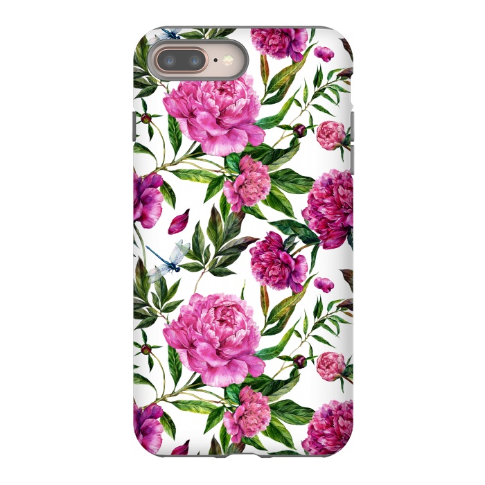 iPhone 8 plus StrongFit Pink Peonies on White by  Utart
