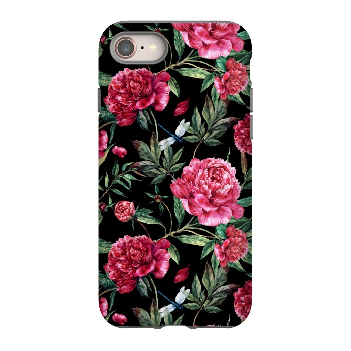 iPhone 8 StrongFit Pink Peonies on Black by  Utart