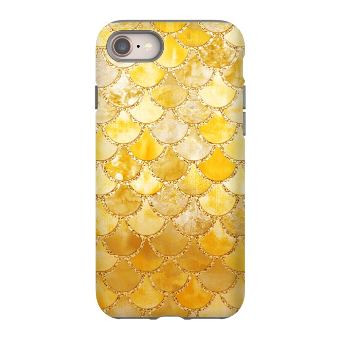 iPhone 8 StrongFit Gold Watercolor Mermaid Scales by  Utart