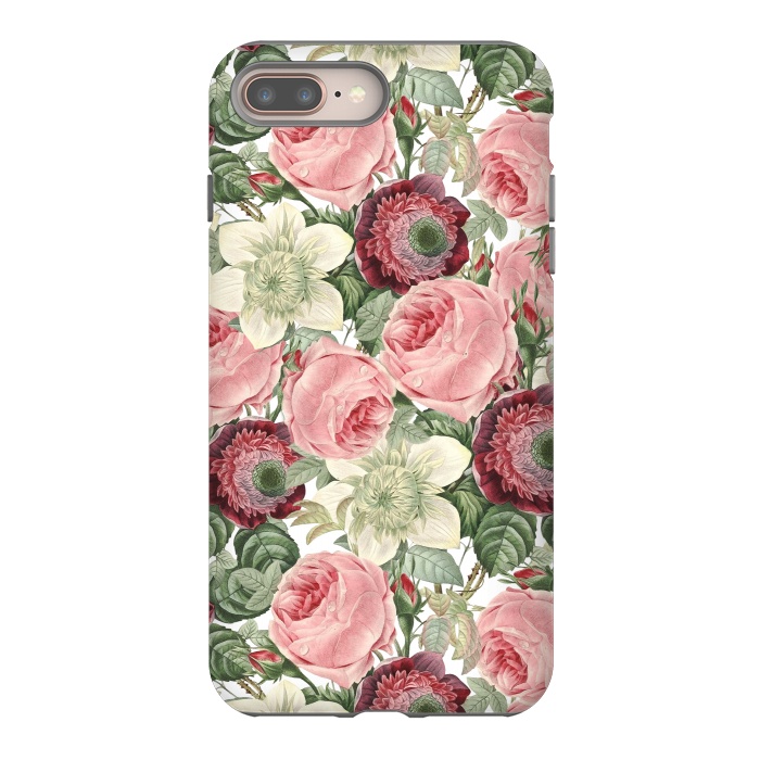 iPhone 8 plus StrongFit Pastel Vintage Roses Pattern by  Utart