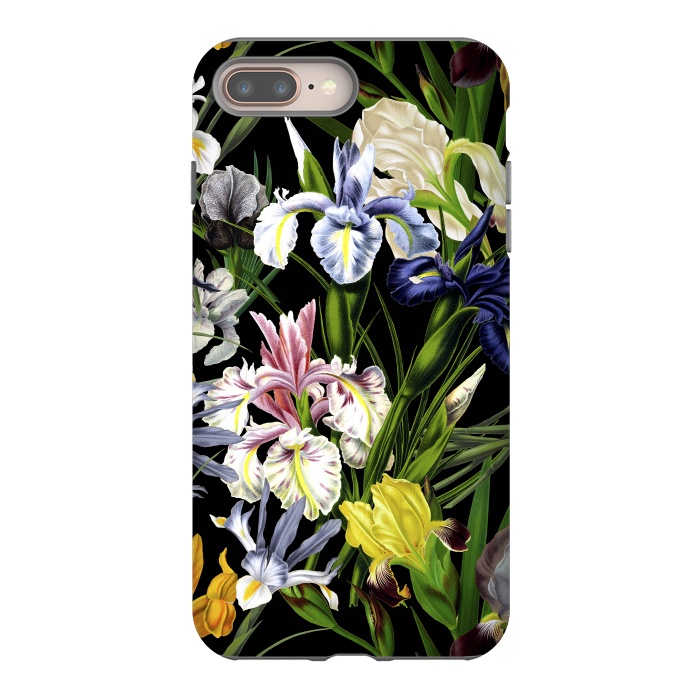 iPhone 8 plus StrongFit Dark Vintage Iris Flowers Pattern by  Utart