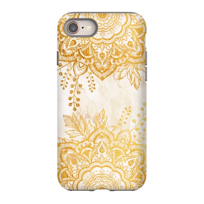iPhone 8 StrongFit Queen Starring of Mandala-Gold Sunflower II by ''CVogiatzi.