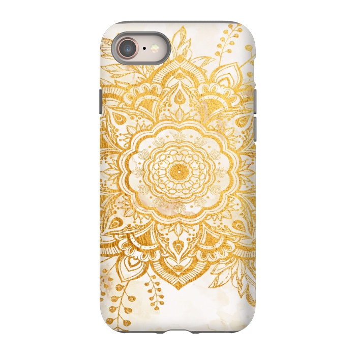 iPhone 8 StrongFit Queen Starring of Mandala-Gold Sunflower I by ''CVogiatzi.