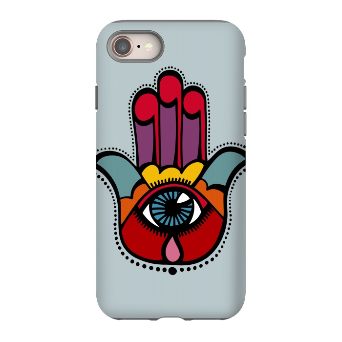 iPhone 8 StrongFit Pop Hamsa over Blue by Majoih