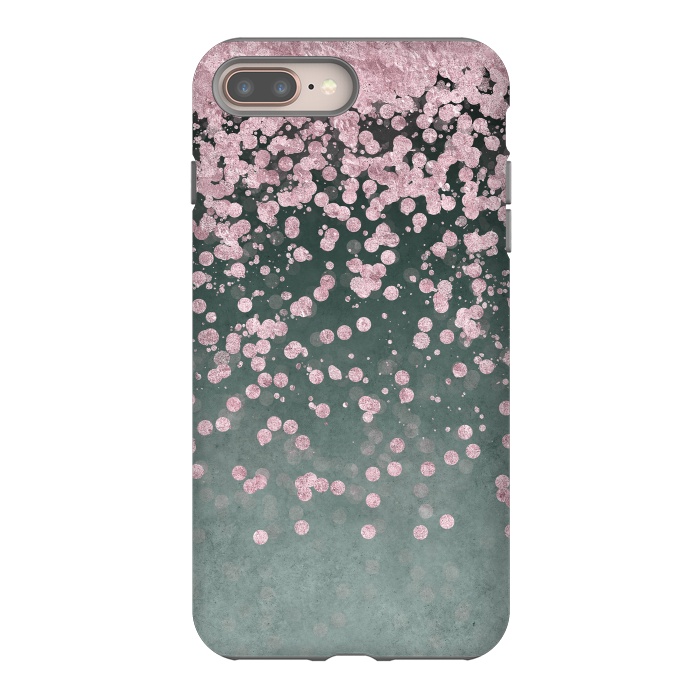 iPhone 8 plus StrongFit Pink Glitter On Teal 2 by Andrea Haase
