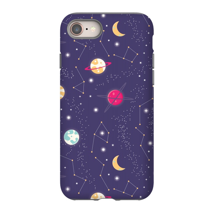 iPhone 8 StrongFit Universe with planets and stars seamless pattern, cosmos starry night sky 006 by Jelena Obradovic