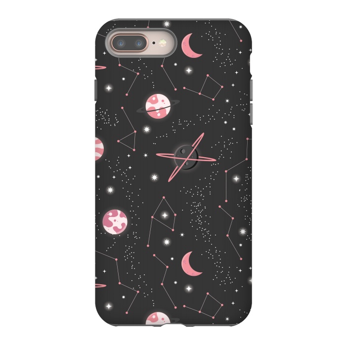iPhone 8 plus StrongFit Universe with planets and stars seamless pattern, cosmos starry night sky 007 by Jelena Obradovic