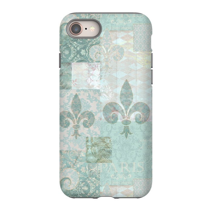 iPhone 8 StrongFit Vintage Patchwork Soft Teal by Andrea Haase