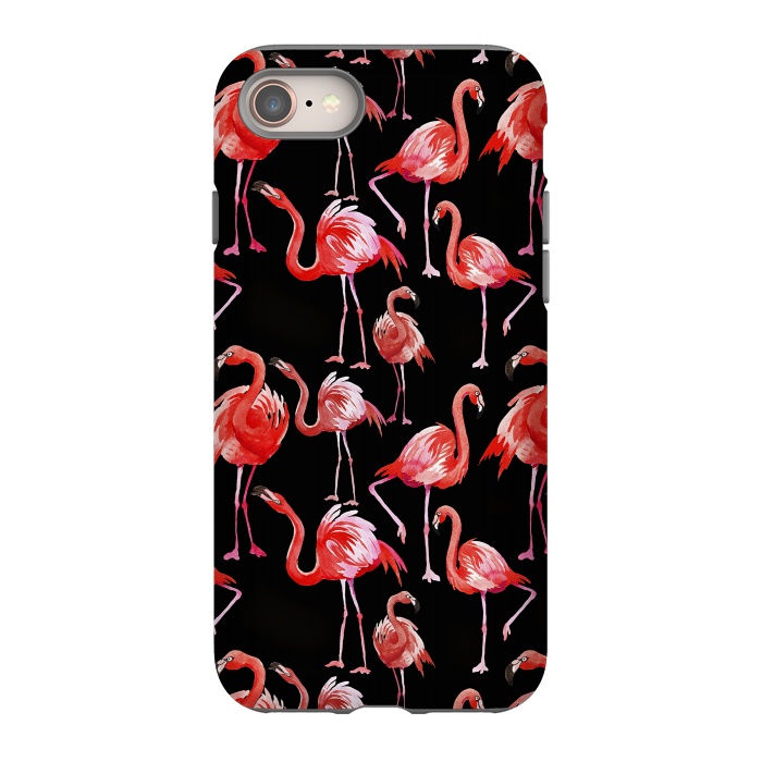 iPhone 8 StrongFit Flamingos on Black by  Utart