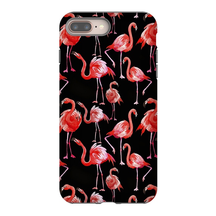 iPhone 8 plus StrongFit Flamingos on Black by  Utart