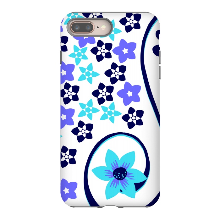 iPhone 8 plus StrongFit blue floral pattern 2 by MALLIKA