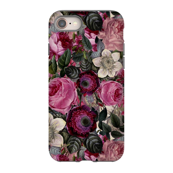 iPhone 8 StrongFit Purple and Pink Retro Flower Roses Pattern by  Utart