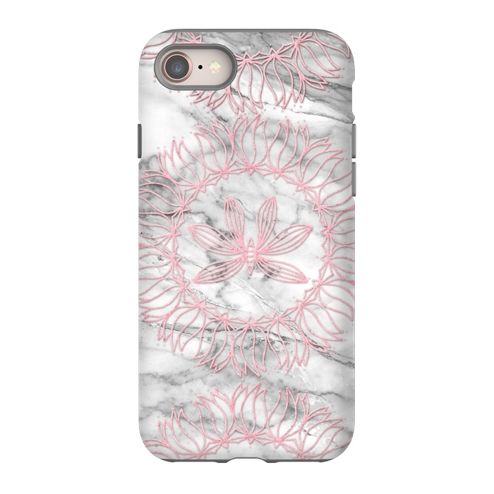 iPhone 8 StrongFit Pink Glitter Mandala on Marble by  Utart
