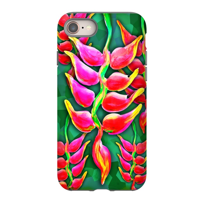 iPhone 8 StrongFit Exotic Flowers Heliconia Pendula Bright Red  by BluedarkArt
