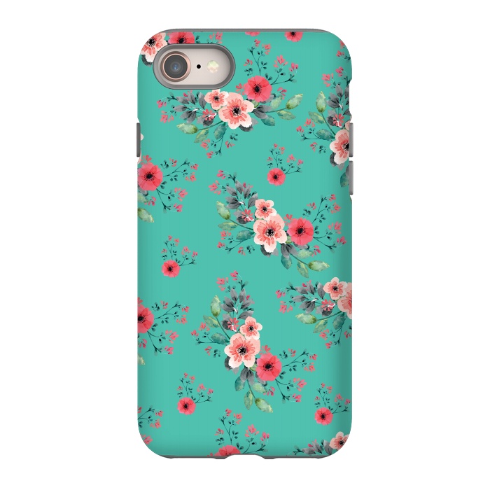 iPhone 8 StrongFit Flowers in Aquamarine by Rossy Villarreal