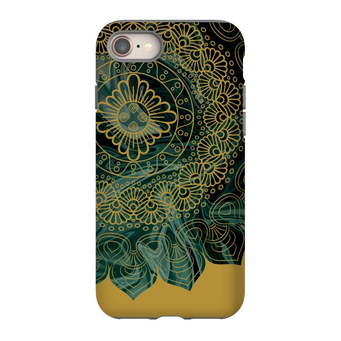 iPhone 8 StrongFit Mandala in Green Marble by Rossy Villarreal