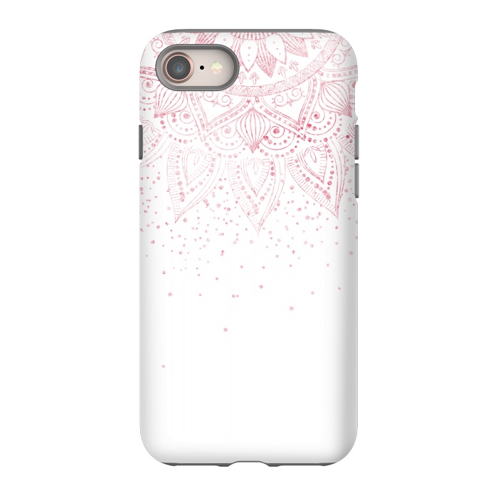 iPhone 8 StrongFit Elegant rose gold mandala confetti design by InovArts