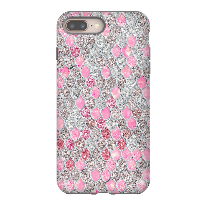 iPhone 8 plus StrongFit Rose Gold and Silver Sparkling Mermaid Scales  by  Utart