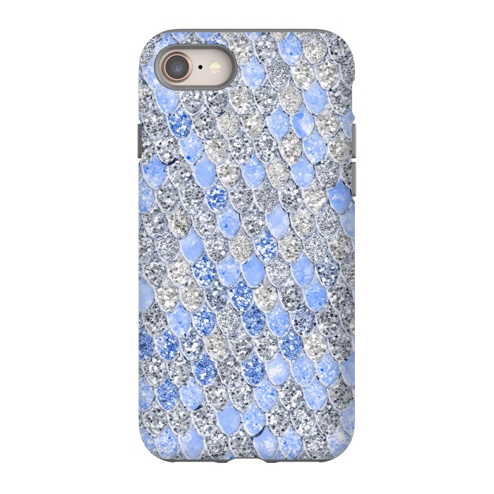 iPhone 8 StrongFit Blue and Silver Sparkling Mermaid Scales by  Utart