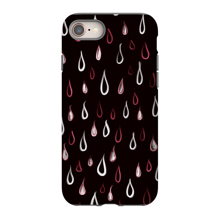 iPhone 8 StrongFit Dark White And Red Raindrops Pattern by Boriana Giormova