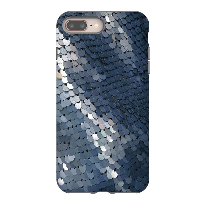 iPhone 8 plus StrongFit Shiny Blue Gray Sequins by Andrea Haase