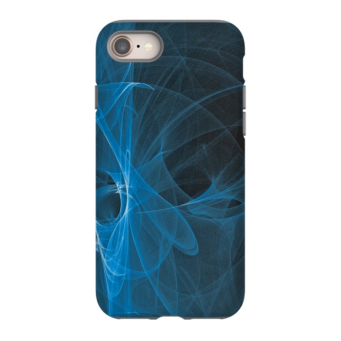 iPhone 8 StrongFit Blue Light Fractals On Black by Andrea Haase