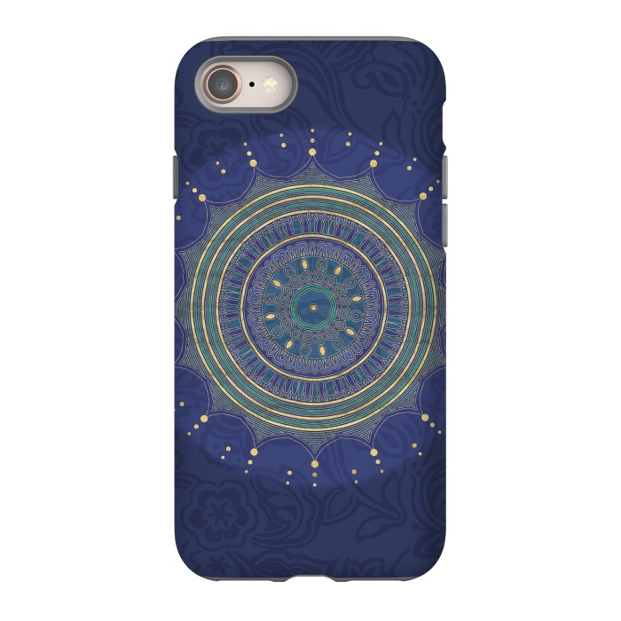iPhone 8 StrongFit Blue Mandala With Gold by Andrea Haase