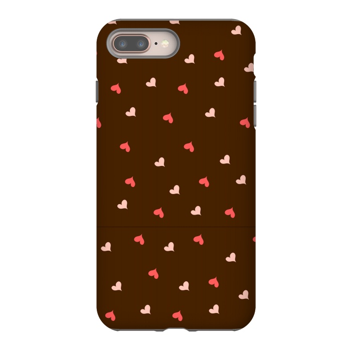 iPhone 8 plus StrongFit red hearts with brown background by MALLIKA