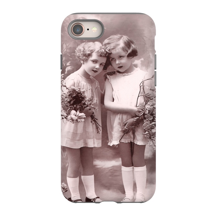 iPhone 8 StrongFit Cute Retro Girls With Flowers by Andrea Haase