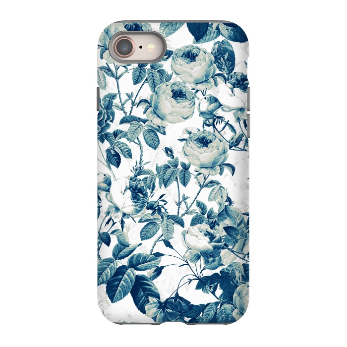 iPhone 8 StrongFit Blue Vintage Rose Pattern  by  Utart