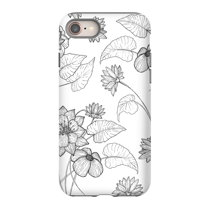 iPhone 8 StrongFit Monochrome Sketchbook Floral by Becky Starsmore