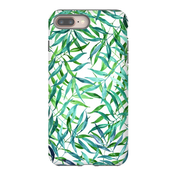 iPhone 8 plus StrongFit Green Palm Leaf Print by Becky Starsmore