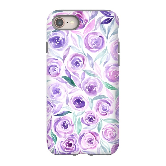 iPhone 8 StrongFit Purple Rose Floral Print by Becky Starsmore