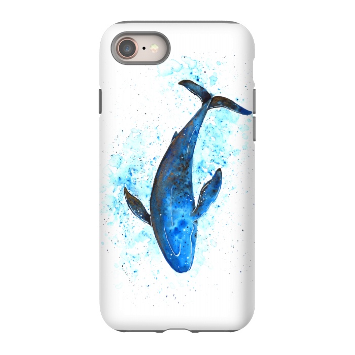 iPhone 8 StrongFit Watercolor Blue Whale Dive by Becky Starsmore