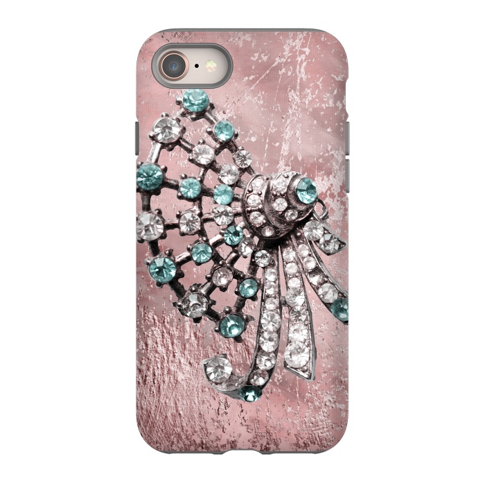 iPhone 8 StrongFit Rhinestone Embellishment Pink And Teal by Andrea Haase