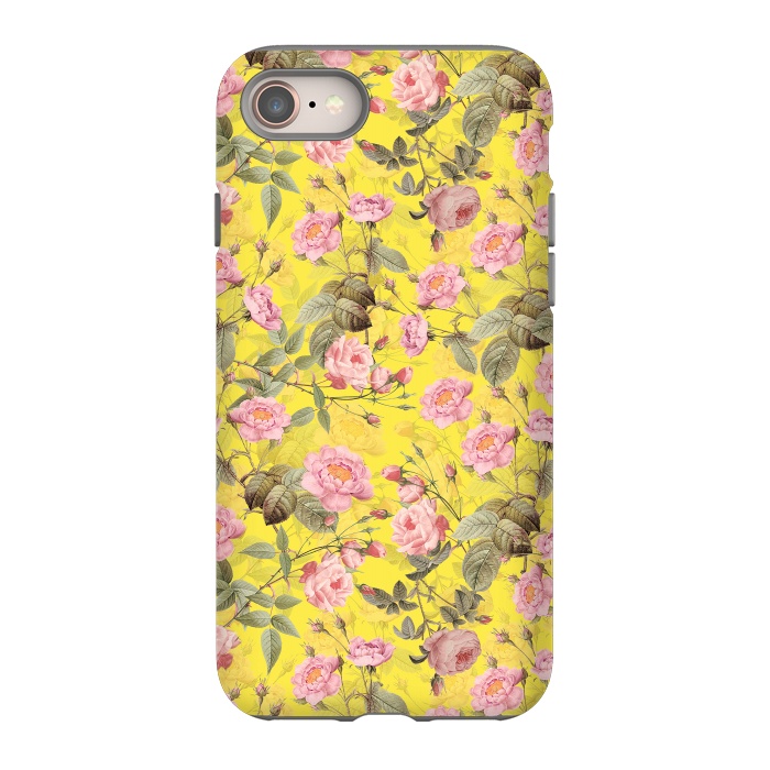 iPhone 8 StrongFit Pink English Roses on Yellow - Pattern by  Utart