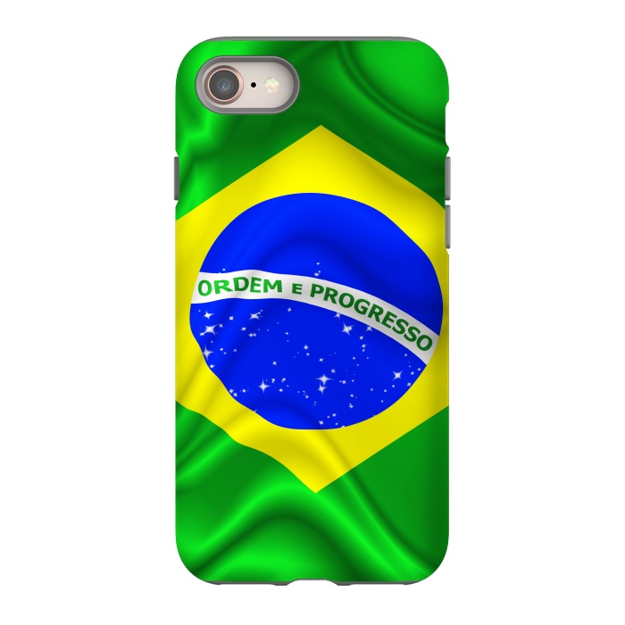iPhone 8 StrongFit Brazil Waving Silk Flag by BluedarkArt