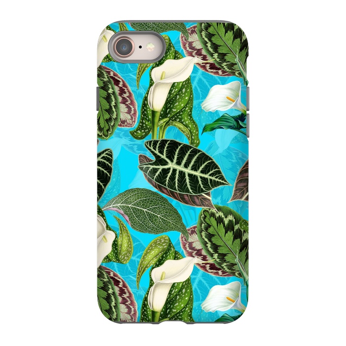 iPhone 8 StrongFit Fresh tropical Flowers and Leaves Pattern by  Utart