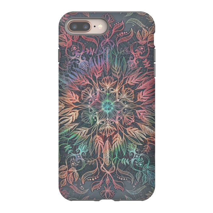 iPhone 8 plus StrongFit Winter Sunset Mandala in Charcoal, Mint and Melon by Micklyn Le Feuvre