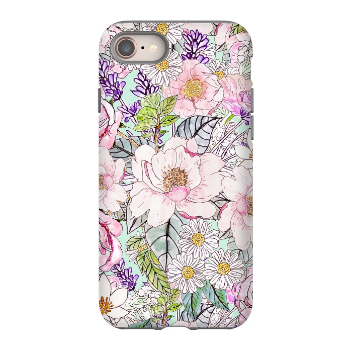 iPhone 8 StrongFit Watercolor garden peonies floral hand paint  by InovArts