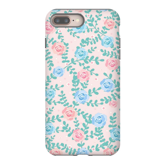iPhone 8 plus StrongFit Pink blue roses by Jms