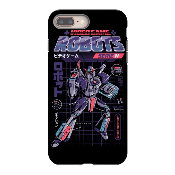 iPhone 8 plus StrongFit Video Game Robot - Model N by Ilustrata