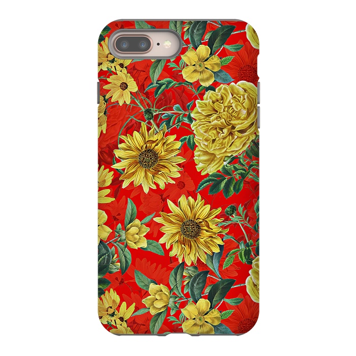 iPhone 8 plus StrongFit Sunflowers and Roses on Red by  Utart